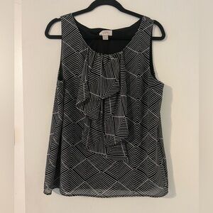 LOFT Black and White Women's Top size L rayon material  (SKUD-128)